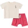 Modern Moments™ By Gerber Babies'  Top And Cargo Shorts Set In Beige