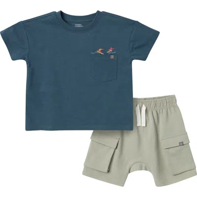 Modern Moments™ By Gerber Babies'  Top And Cargo Shorts Set In Dark Blue