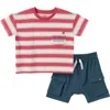 Modern Moments™ By Gerber Babies'  Top And Cargo Shorts Set In Red Coastal Stripe