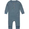 Modern Moments™ By Gerber Babies'  Waffle Knit Romper With Kangaroo Pocket In Medium Blue