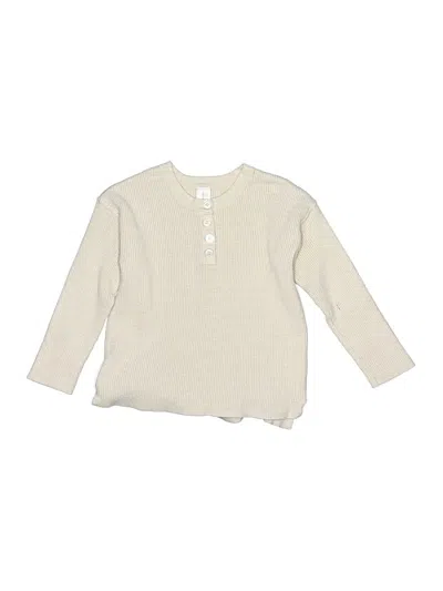 Pre-owned Modern Moments Kids' Long Sleeve Henley In Ivory