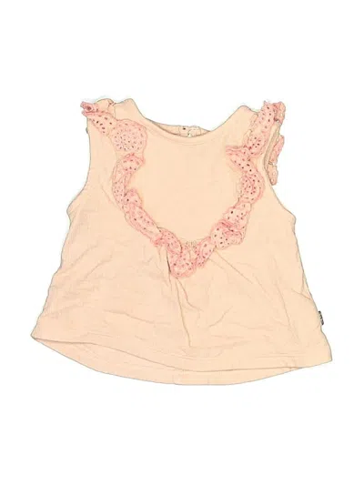 Pre-owned Modern Moments Kids' Short Sleeve Top Tan Ruffles Neckline Tops