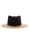 Modern Monarchie Colorblock Wool Fedora In Black/camel