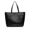 Modern Picnic The Crocodile-embossed Vegan Leather Tote In Black Croc