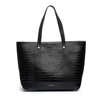 Modern Picnic The Croc Embossed Faux Leather Tote In Black