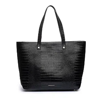 Modern Picnic The Crocodile-embossed Vegan Leather Tote In Black Croc