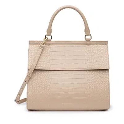 Modern Picnic The Large Luncher Crocodile-embossed Vegan Leather Bag In Light Beige