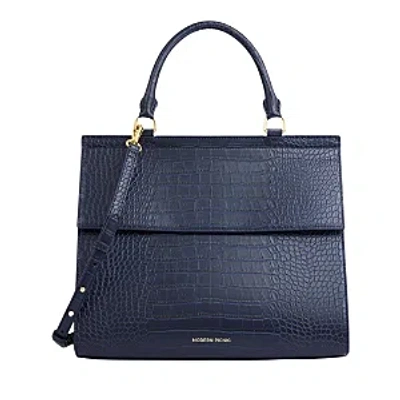 Modern Picnic Women's Large Luncher Embossed Faux Leather Shoulder Bag In Navy Croc