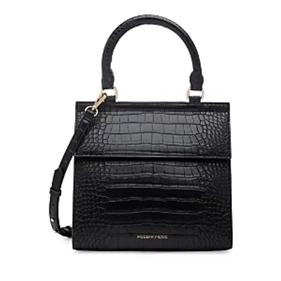 Modern Picnic The Luncher Crocodile-embossed Vegan Leather Bag In Black Croc