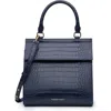 Modern Picnic Women's Large Luncher Embossed Faux Leather Shoulder Bag In Navy Croc