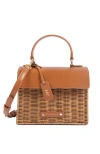 Modern Picnic Women's The Mini Wicker & Vegan Leather Luncher In Brown Wick