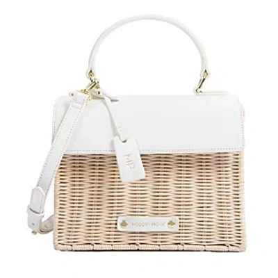 Modern Picnic Women's The Mini Wicker & Vegan Leather Luncher In White