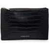 Modern Picnic The Snacker Crocodile-embossed Vegan Leather Pouch In Black Croc