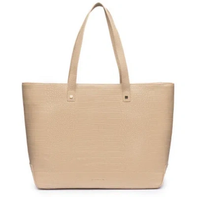 Modern Picnic The Croc Embossed Faux Leather Tote In Light Beige