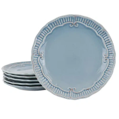 Modern Southern Home Capri 6 Piece 11in Stoneware Embossed Dinner Plate Set In Blue