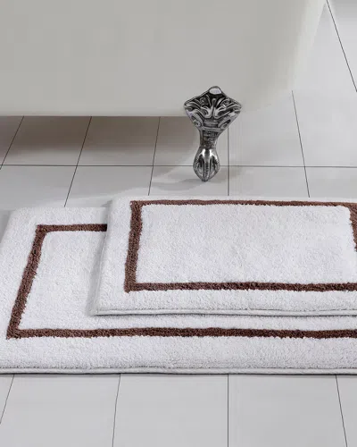Modern Threads 2-pack Reversible Contrast Stripe Bath Mat Set In Brown