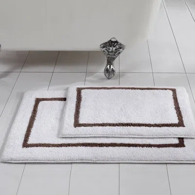 Modern Threads 2-pack Reversible Contrast Stripe Bath Mat Set In Mocha