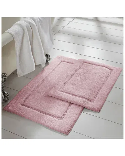 Modern Threads 2-pack Solid Loop With Non-slip Backing Bath Mat Set In Pink