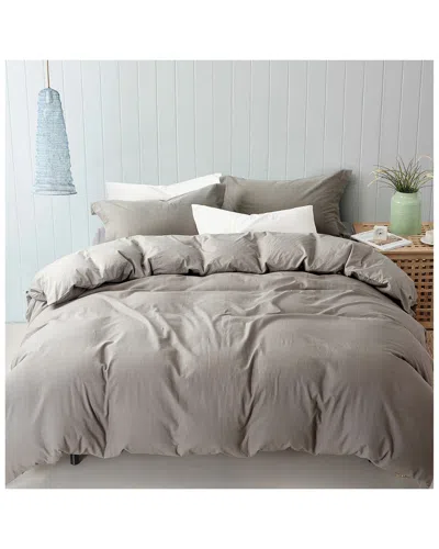 Modern Threads 3pc Linen-blend Duvet Set In Gray