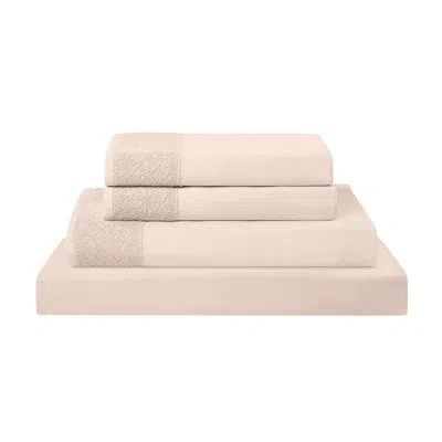 Modern Threads 4 Piece Microfiber Sheet Set – Soft Cooling Bed Sheets With Crochet Lace – Deep Pocket, Wrinkle Free In Blush