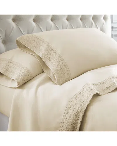 MODERN THREADS MODERN THREADS 4PC CROCHET LACE MICROFIBER SHEET SET