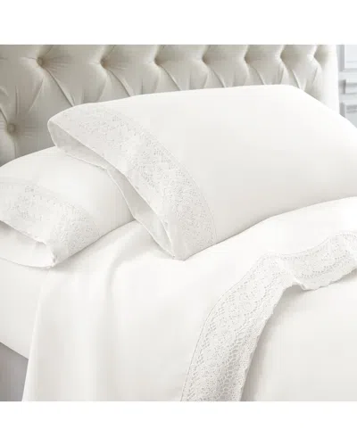 Modern Threads 4-piece Chochet Lace Microfiber Sheet Set In White