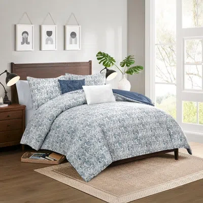Modern Threads 5-piece Printed Comforter Set Freya – Soft, Stylish Comforter With 2 Pillow Shams And 2 Decorative P In Blue;beige