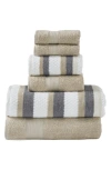 Modern Threads 6-piece Mixed Stripe & Solid Cotton Towel Set In Khaki