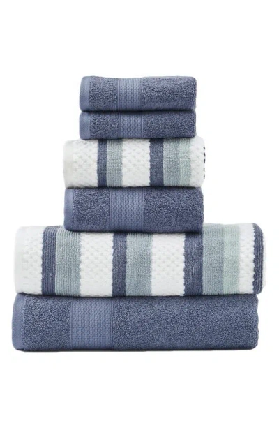 Modern Threads 6-piece Mixed Stripe & Solid Cotton Towel Set In Rosewood