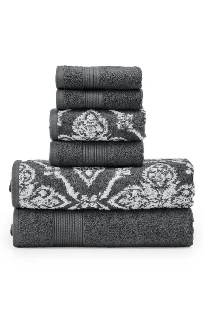 Modern Threads 6 Piece Yarn Dye Towel Set In Gray