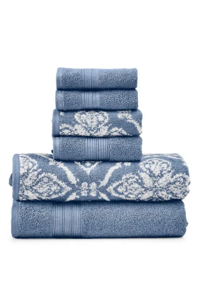 Modern Threads 6 Piece Yarn Dye Towel Set In Blue