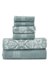 Modern Threads 6 Piece Yarn Dye Towel Set In Blue