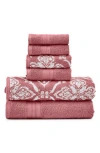 Modern Threads 6 Piece Yarn Dye Towel Set In Red