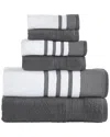 Modern Threads 6pc Quick Dry White/contrast Towel Set