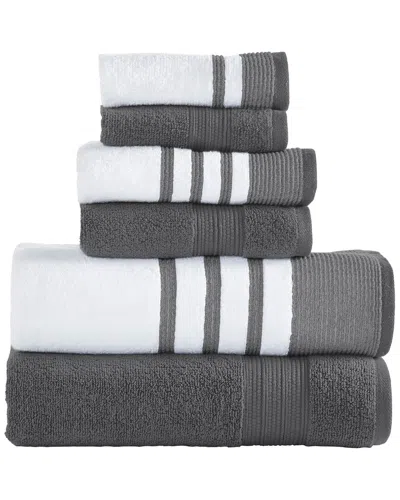 Modern Threads 6pc Quick Dry White/contrast Towel Set