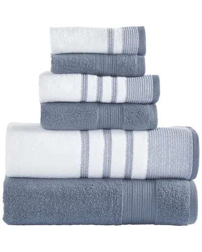 Modern Threads 6pc Quick Dry White/contrast Towel Set In Animal Print