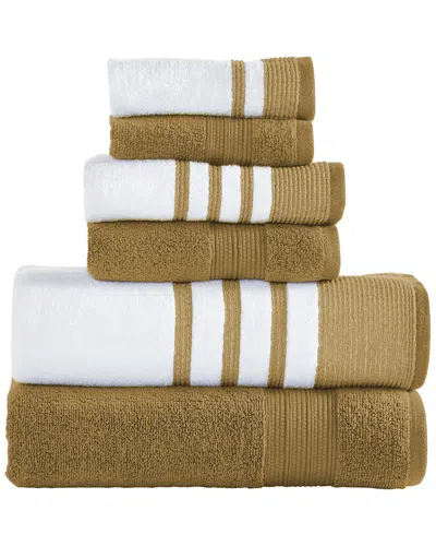 MODERN THREADS MODERN THREADS 6PC QUICK DRY WHITE/CONTRAST TOWEL SET