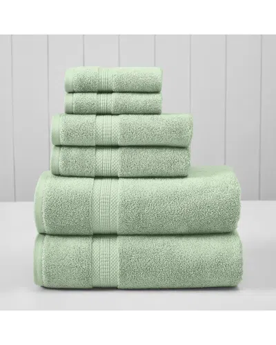 Modern Threads 6pc Rayon & Cotton-blend Ultra Soft & Absorbent Towel Set In Green