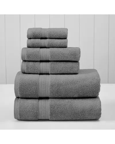 Modern Threads 6pc Rayon & Cotton-blend Ultra Soft & Absorbent Towel Set In Grey