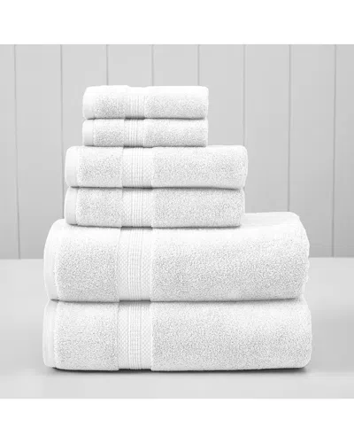 Modern Threads 6pc Rayon & Cotton-blend Ultra Soft & Absorbent Towel Set In White