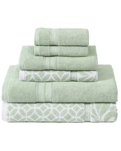 Modern Threads 6pc Reversible Yarn Dyed Jacquard Towel Set In Green
