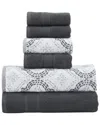 Modern Threads 6pc Yarn Dyed Jacquard Towel Set In Black
