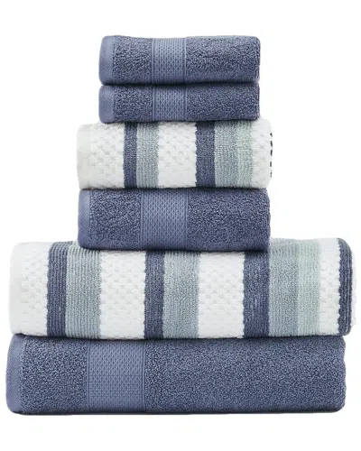 Modern Threads 6pc Yarn Dyed Jacquard Towel Set In Blue