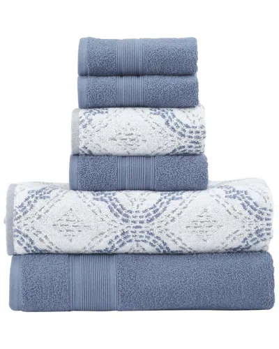 Modern Threads 6pc Yarn Dyed Jacquard Towel Set In Blue