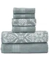 Modern Threads 6pc Yarn Dyed Jacquard Towel Set In Green