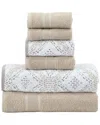 Modern Threads 6pc Yarn Dyed Jacquard Towel Set In Khaki