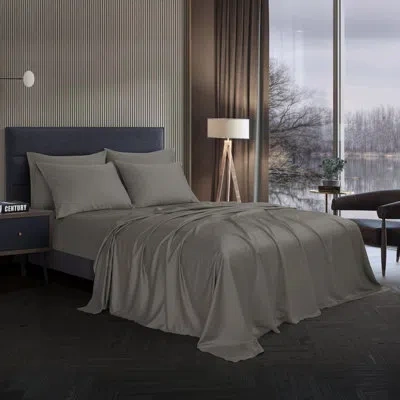 Modern Threads 6-piece Satin Sheet Set With Deep Pocket Fitted Sheet, 4 Pillowcases, And Organizer In Brown