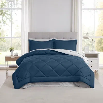 Modern Threads 7-piece Reversible Comforter Set - Includes Comforter, Sheets, Pillowcases, And Shams In Navy