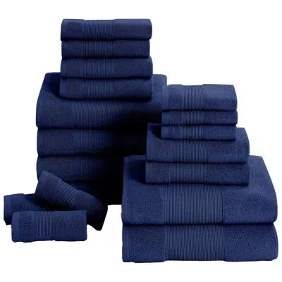 Modern Threads - Air Cloud 18-piece 100% Zero-twist Cotton Towel Set - Bath Towels, Hand Towels, & Washcloths - Sup In Navy