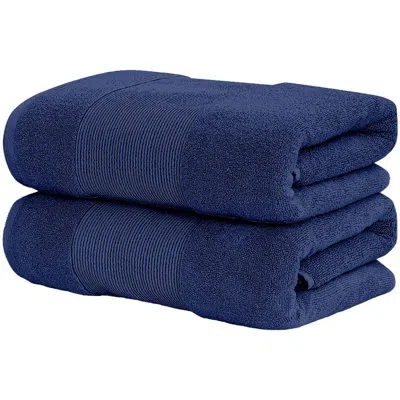 Modern Threads - Air Cloud 2-pack 100% Zero-twist Cotton Bath Sheet Set - Super Absorbent & Quick Dry - 500 Gsm - S In Navy